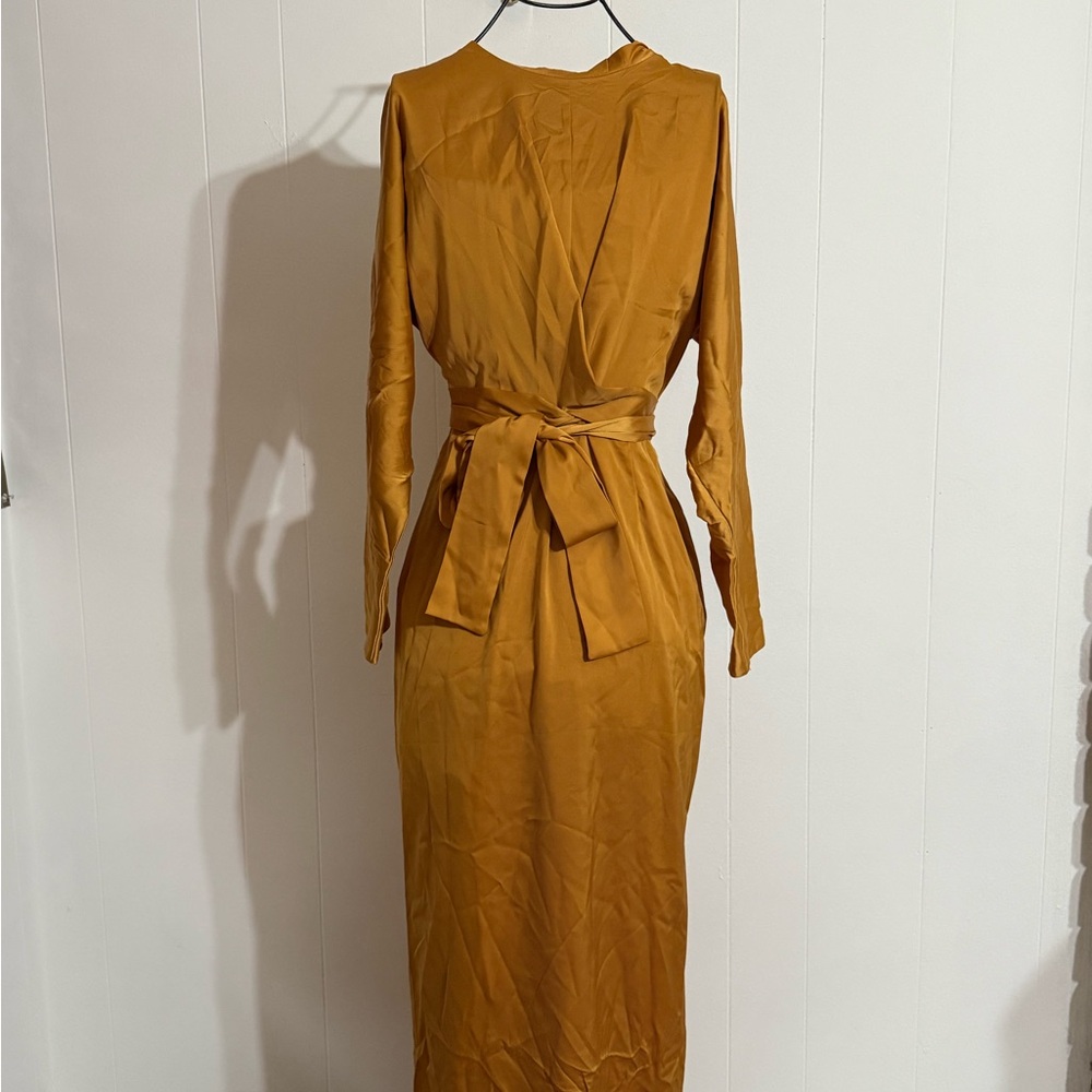 Elegant Mustard Wrap Dress